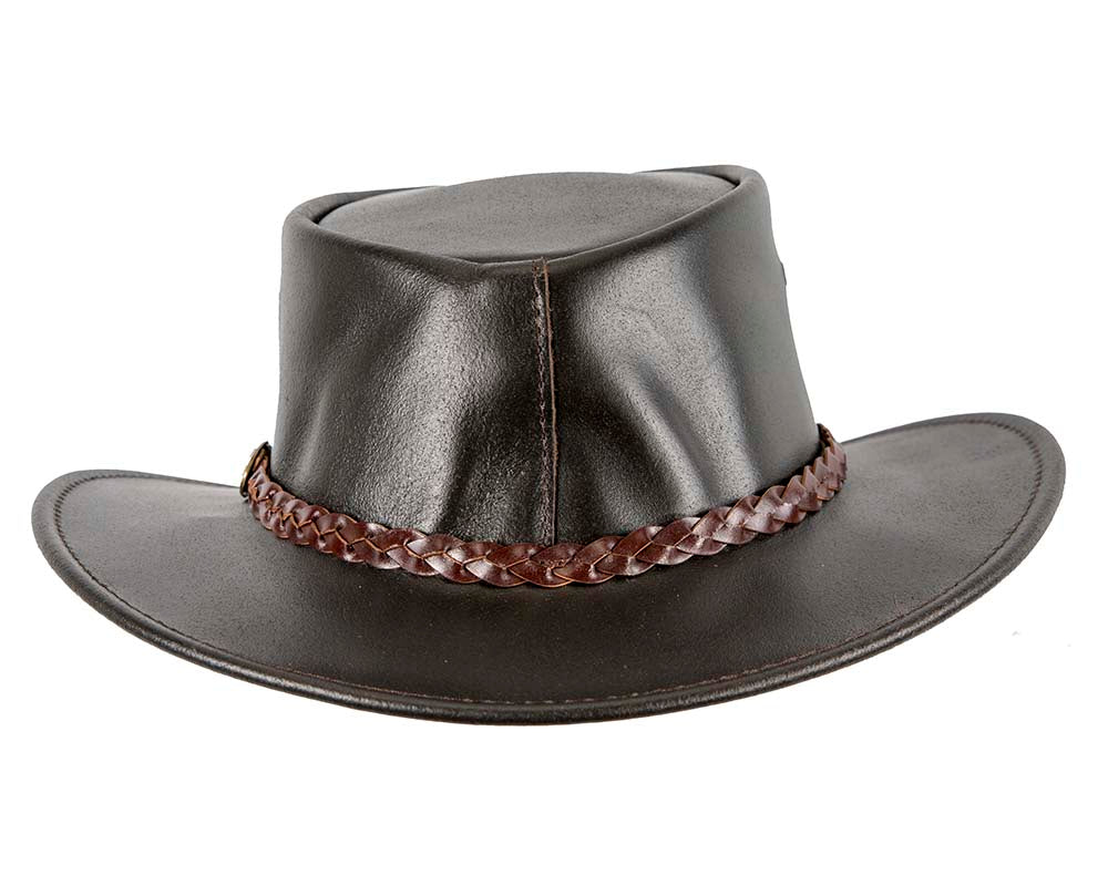 Brown Australian Waxed Leather Bush Outback Jacaru Hat-6