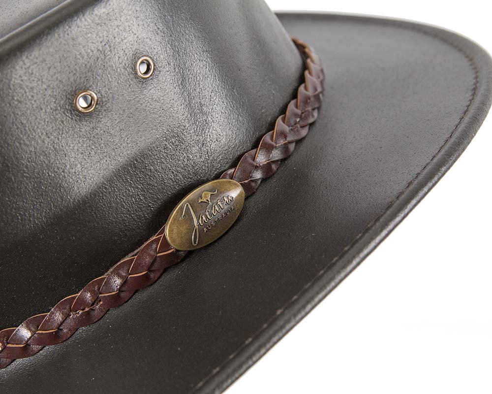 Brown Australian Waxed Leather Bush Outback Jacaru Hat-5