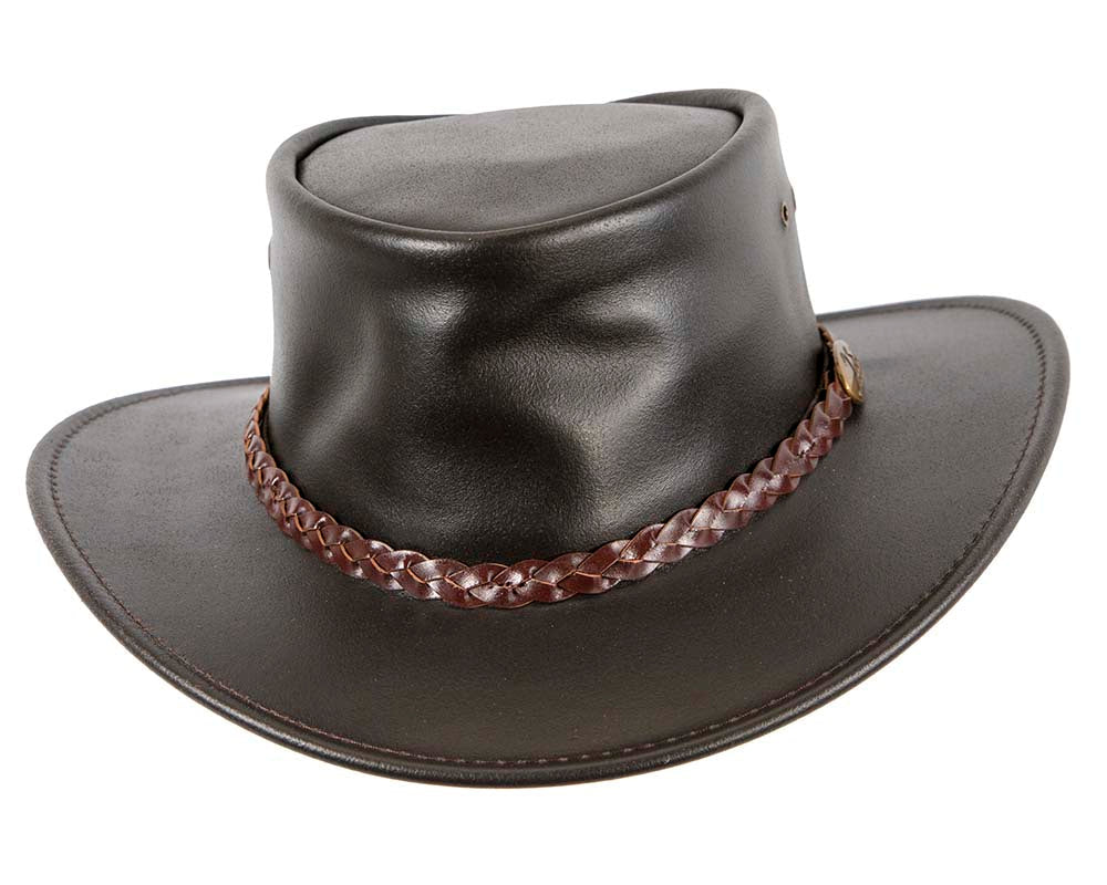Brown Australian Waxed Leather Bush Outback Jacaru Hat-4