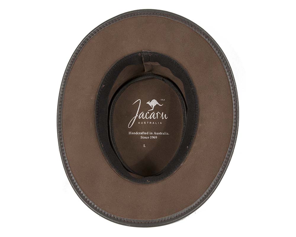 Brown Australian Waxed Leather Bush Outback Jacaru Hat-3