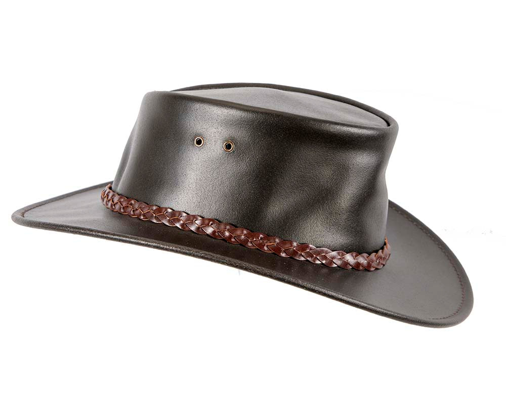 Brown Australian Waxed Leather Bush Outback Jacaru Hat-2