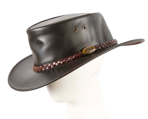 Brown Australian Waxed Leather Bush Outback Jacaru Hat-0