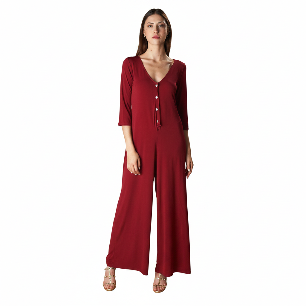 Mono Jersey Adira Burdeos Elegante y Versátil Ceylan Bcn - MULTIDRESS - vista 3 (BURGUNDY / CURVY)
