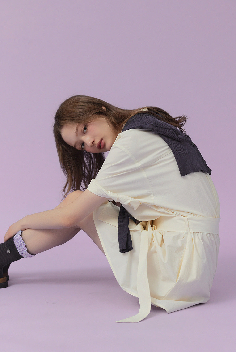 [TWEE] Lovin Roll-Up Shirt Dress (Belt Set)