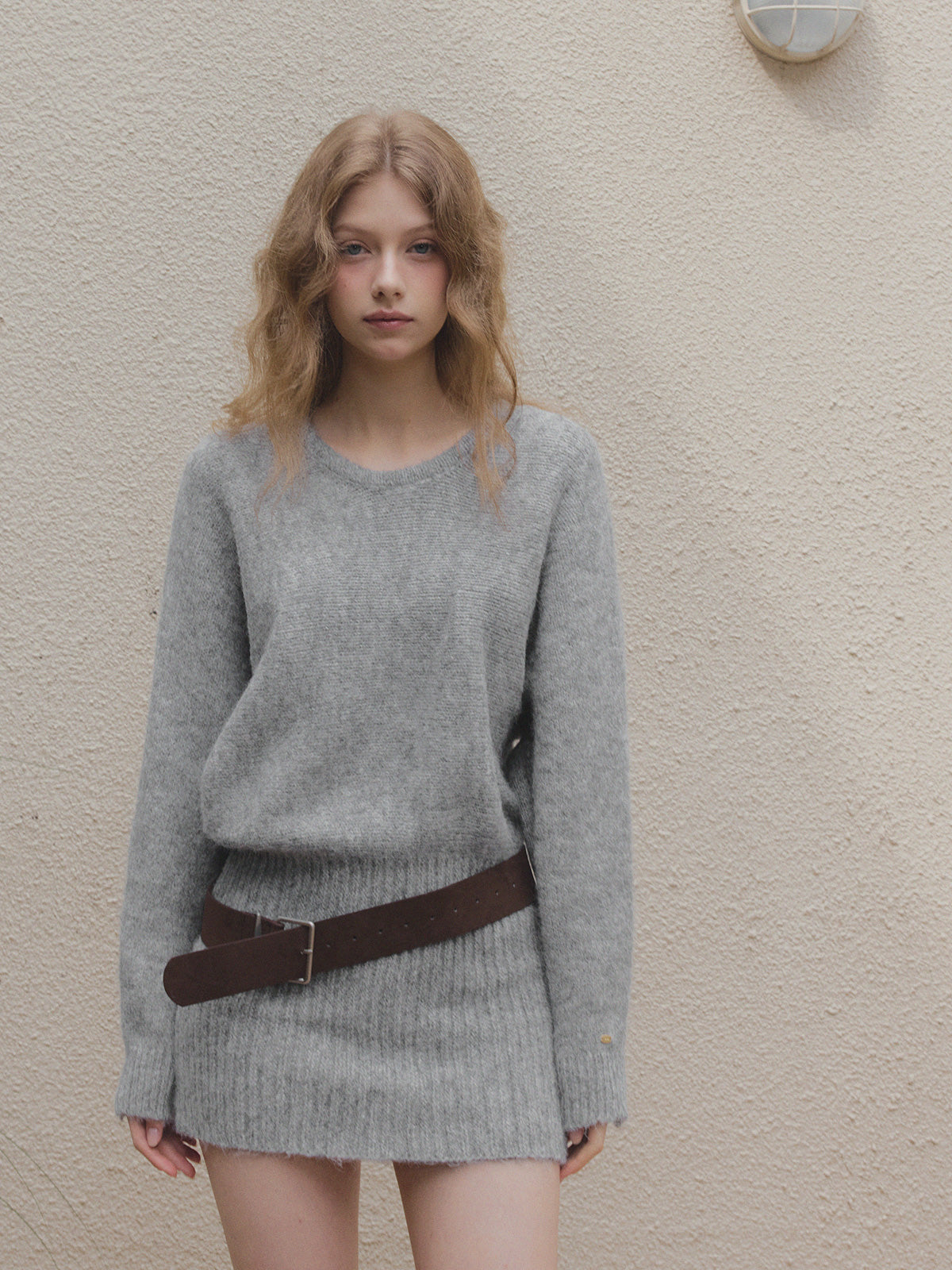 [TWEE] Rein Loose-Fit Knit Dress (Belt Set)