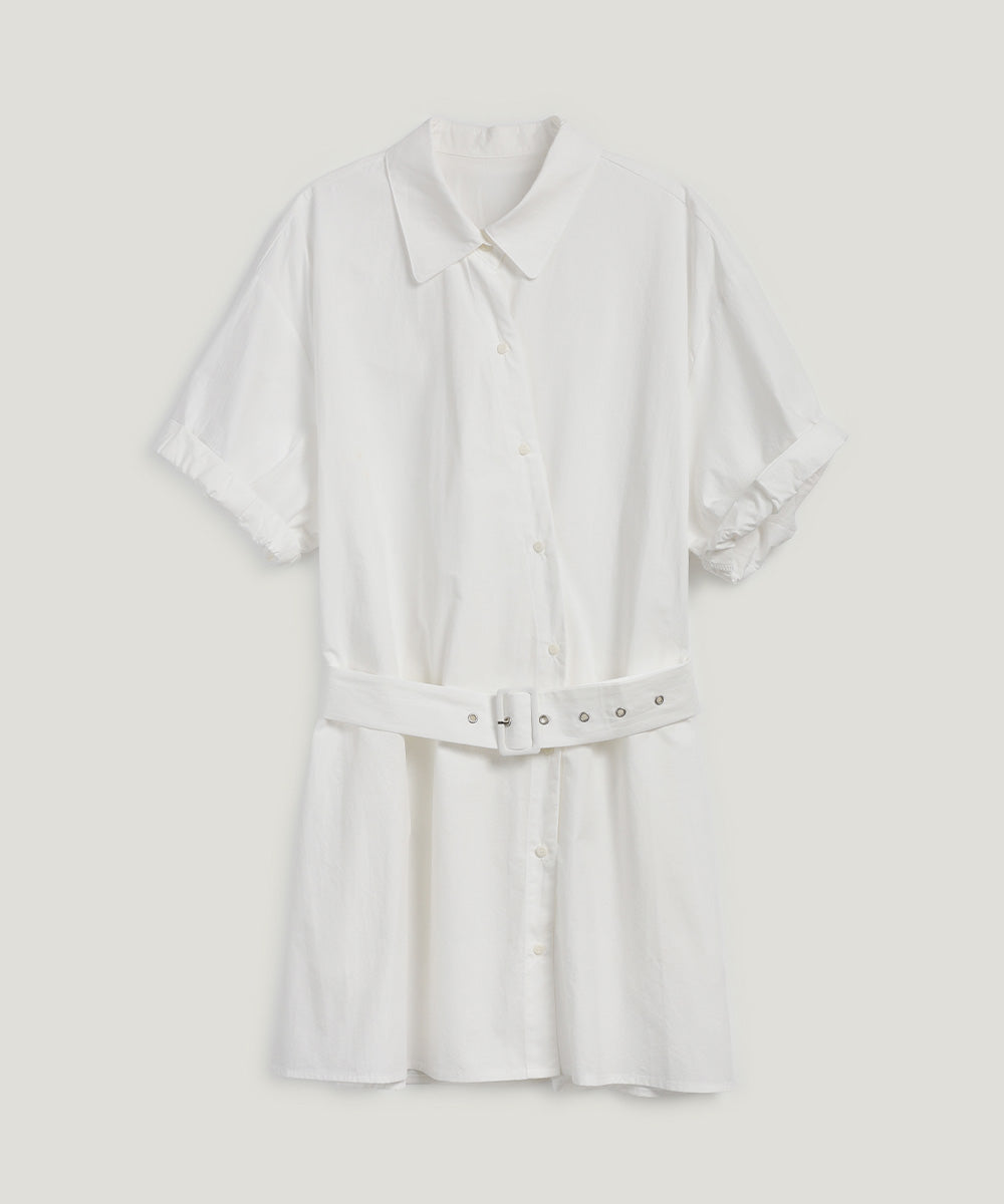 [TWEE] Lovin Roll-Up Shirt Dress (Belt Set)