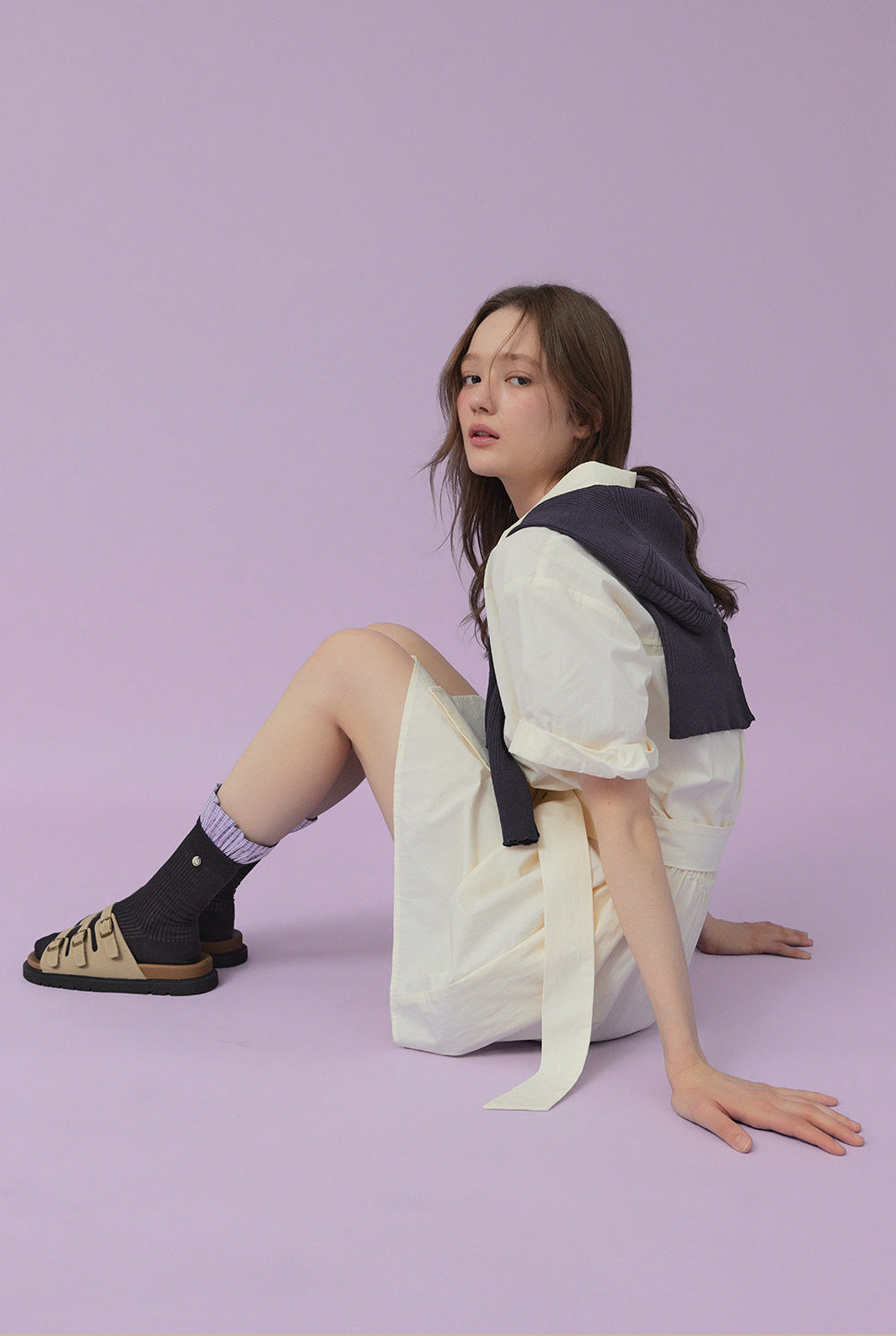 [TWEE] Lovin Roll-Up Shirt Dress (Belt Set)