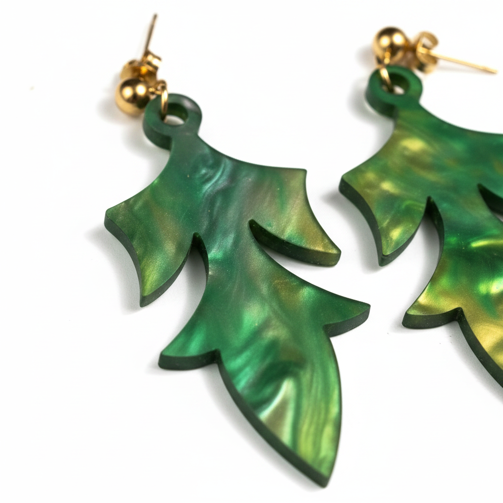 Naila| Pendientes Mármol Verde Amarillo