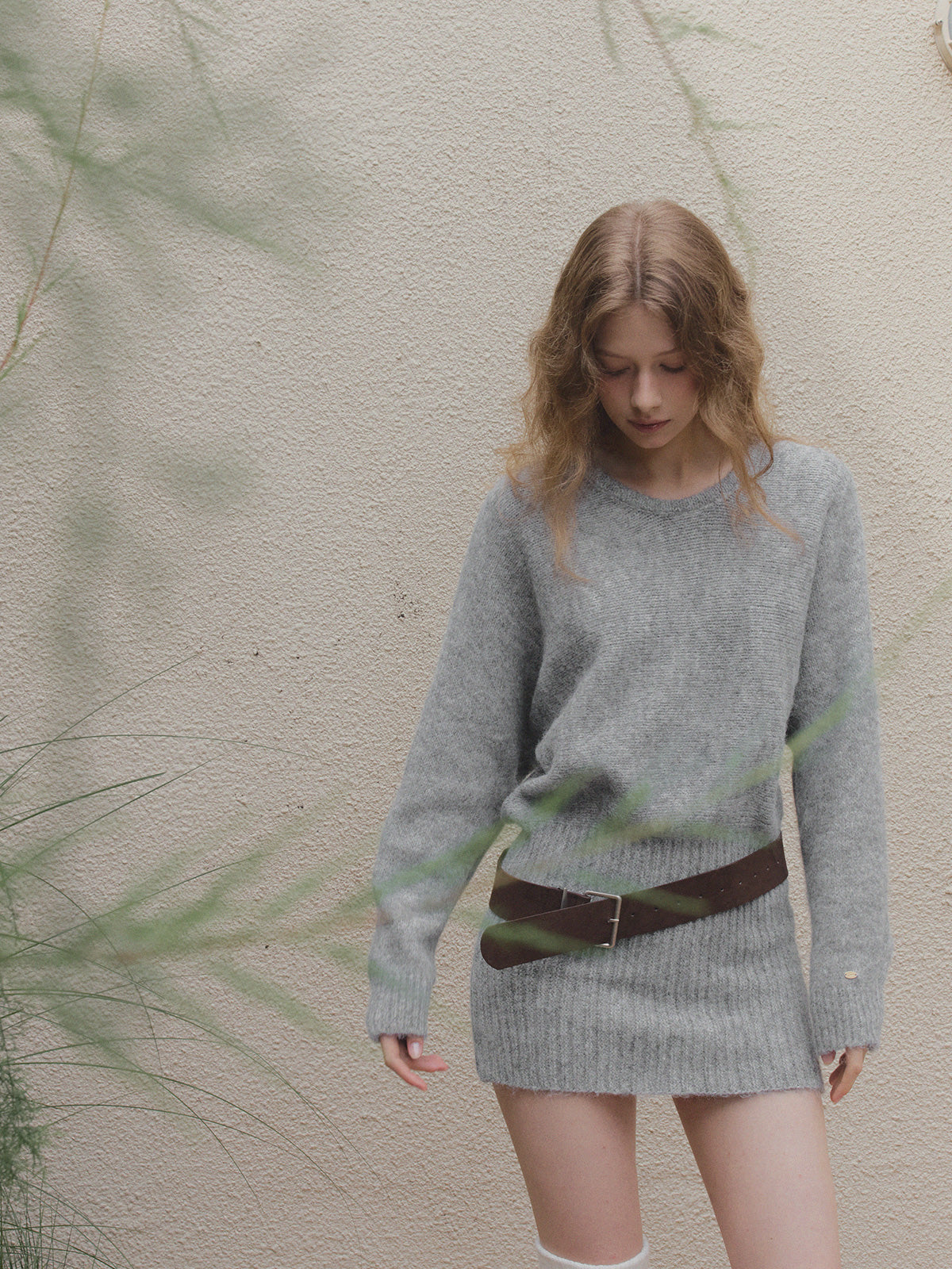 [TWEE] Rein Loose-Fit Knit Dress (Belt Set)