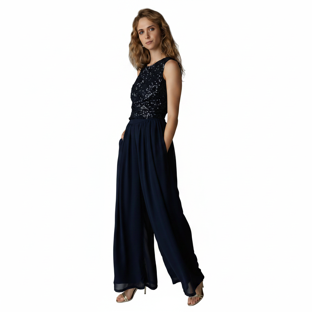 Mono Lentejuelas Wide leg Azul Marino Icara Beaumont - CEYLAN - vista 3 (RED / XXS)
