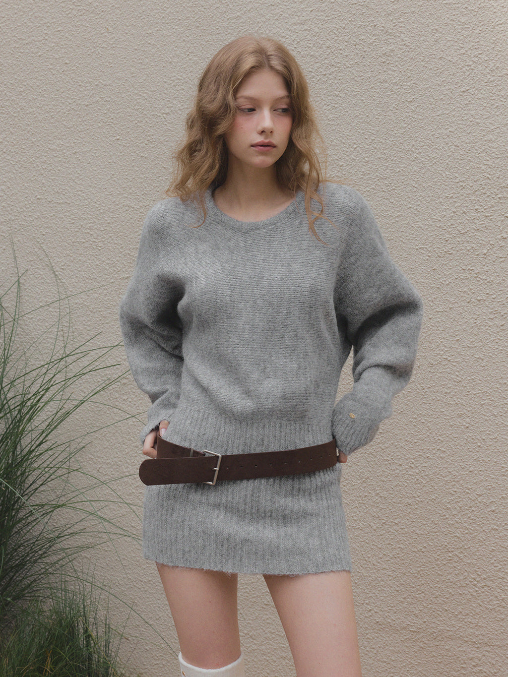 [TWEE] Rein Loose-Fit Knit Dress (Belt Set)