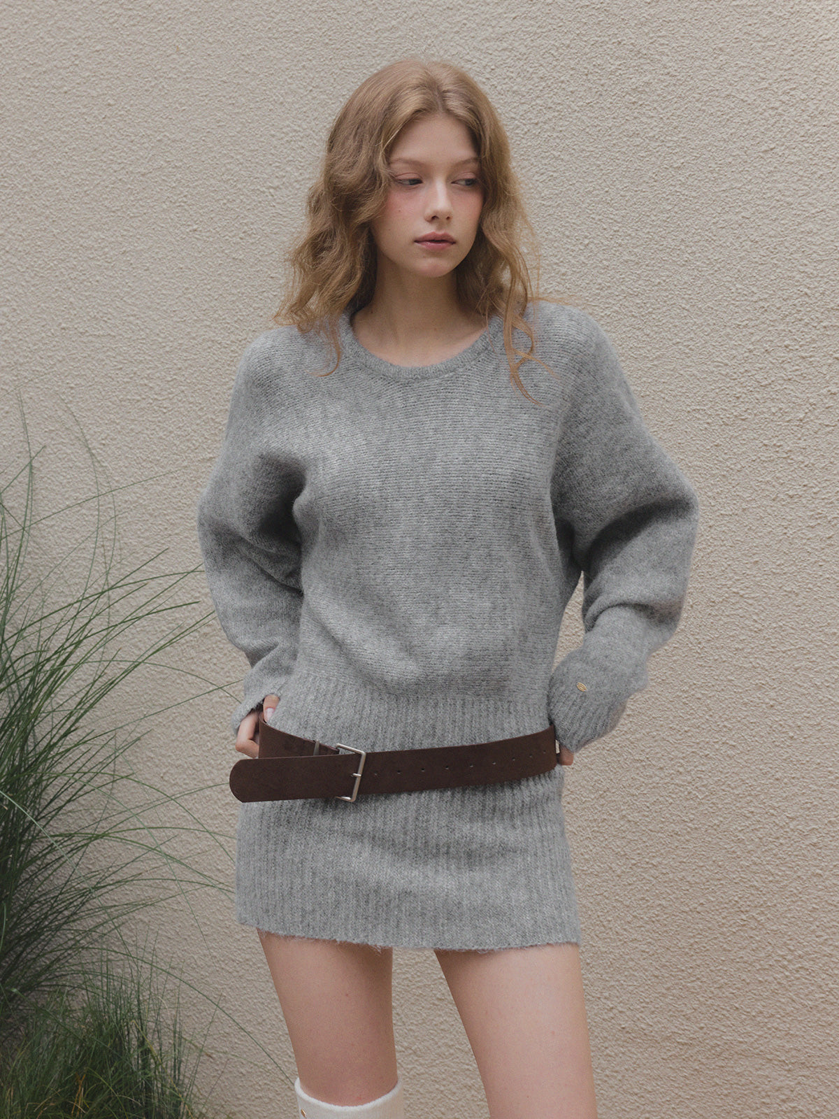 [TWEE] Rein Loose-Fit Knit Dress (Belt Set)