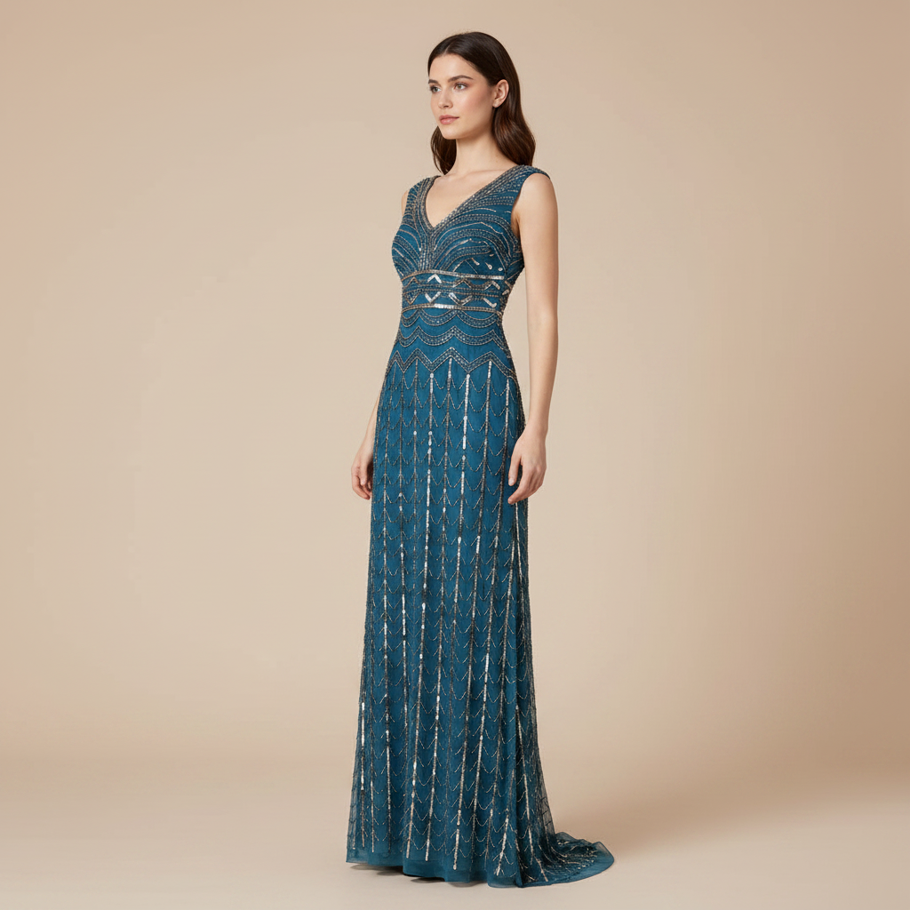 Vestido Largo Brillante – Elegancia Contemporánea