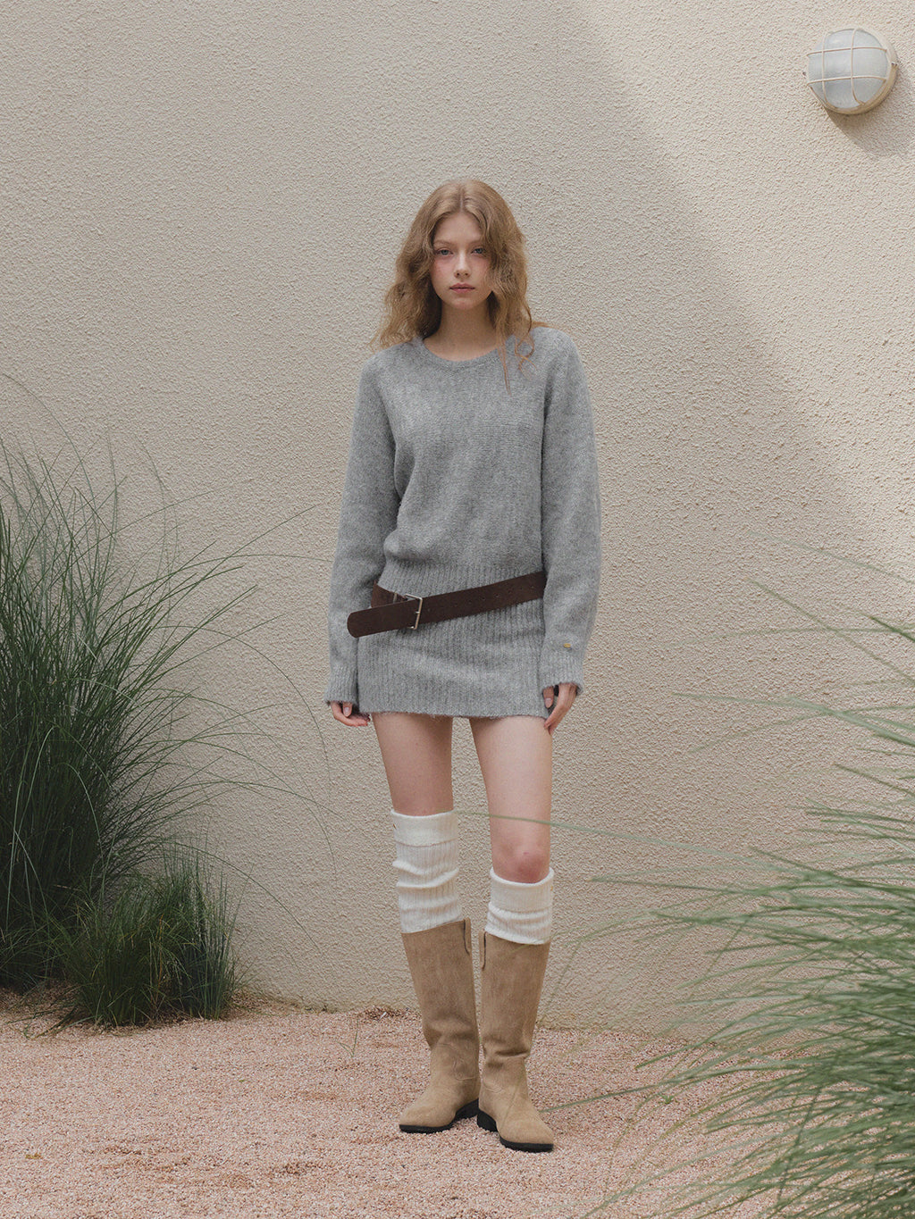 [TWEE] Rein Loose-Fit Knit Dress (Belt Set)