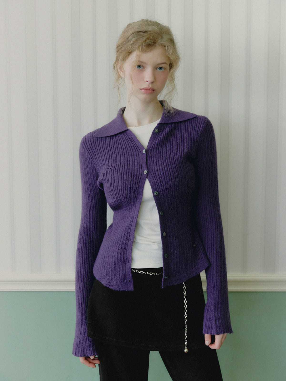 Selene| Cárdigan Ribete Violeta