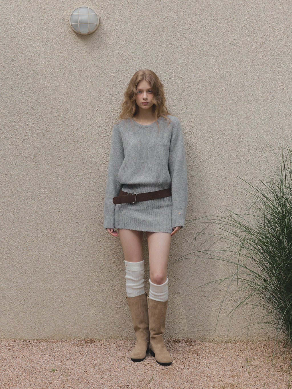 [TWEE] Rein Loose-Fit Knit Dress (Belt Set)