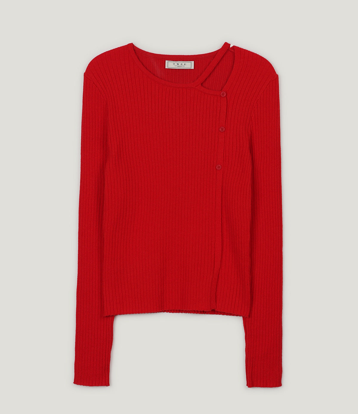 [TWEE] Marlon Asymmetrical Slit Button Long Sleeve Knit-5