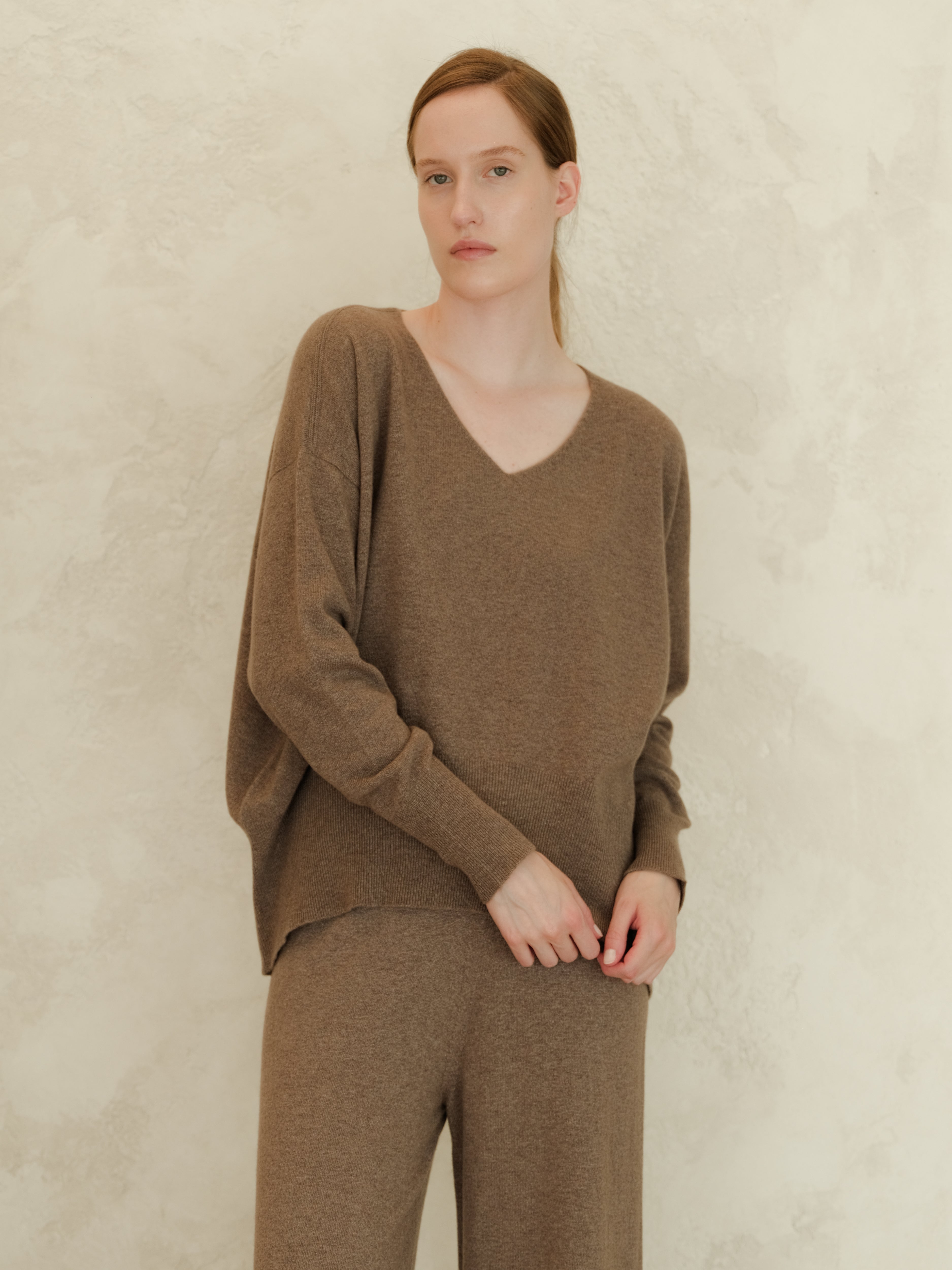 Suéter Maxi V-Neck en Mezcla de Cachemira