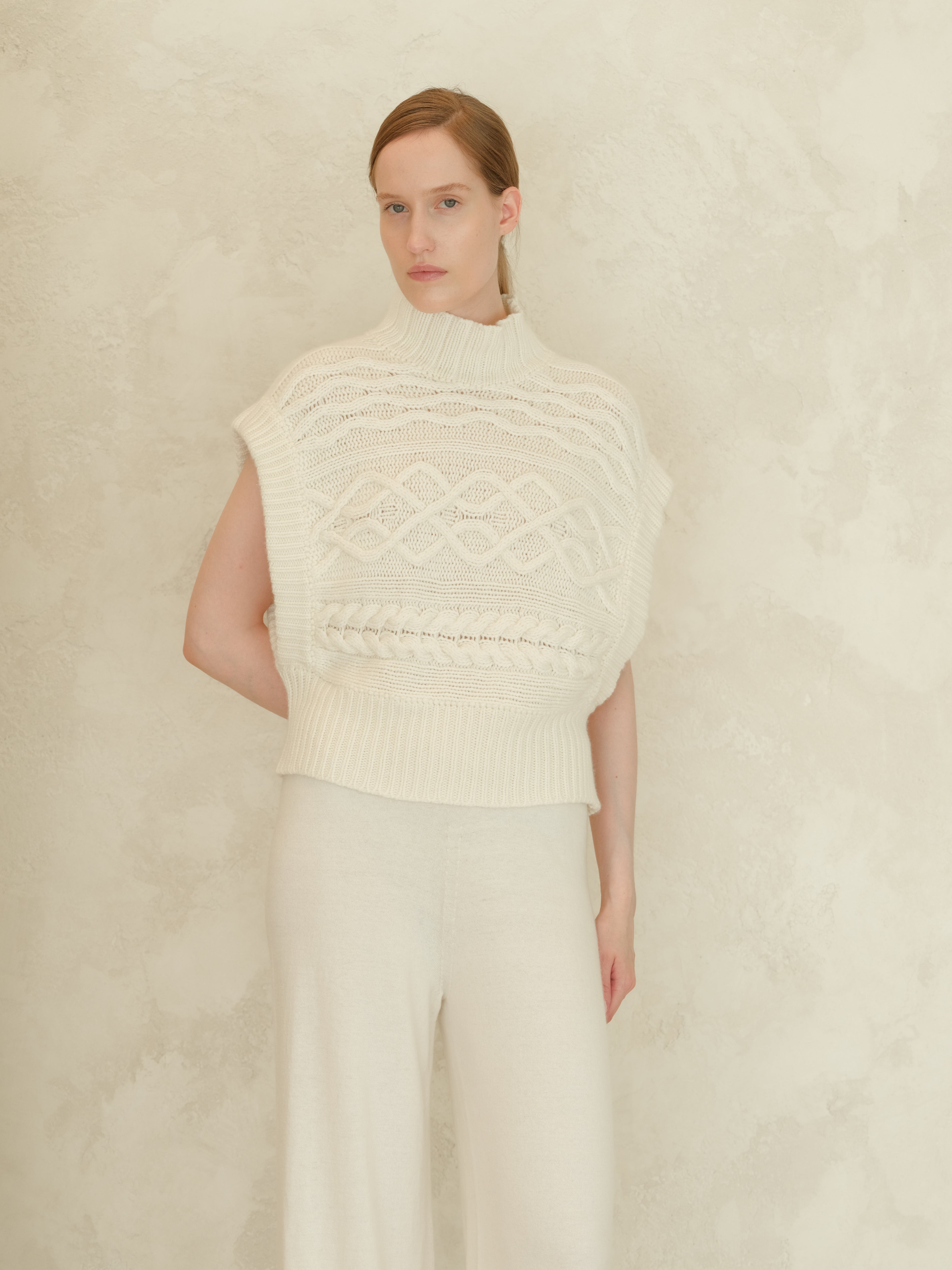 Túnica de Maxi Trenzado en Mezcla de Cachemira