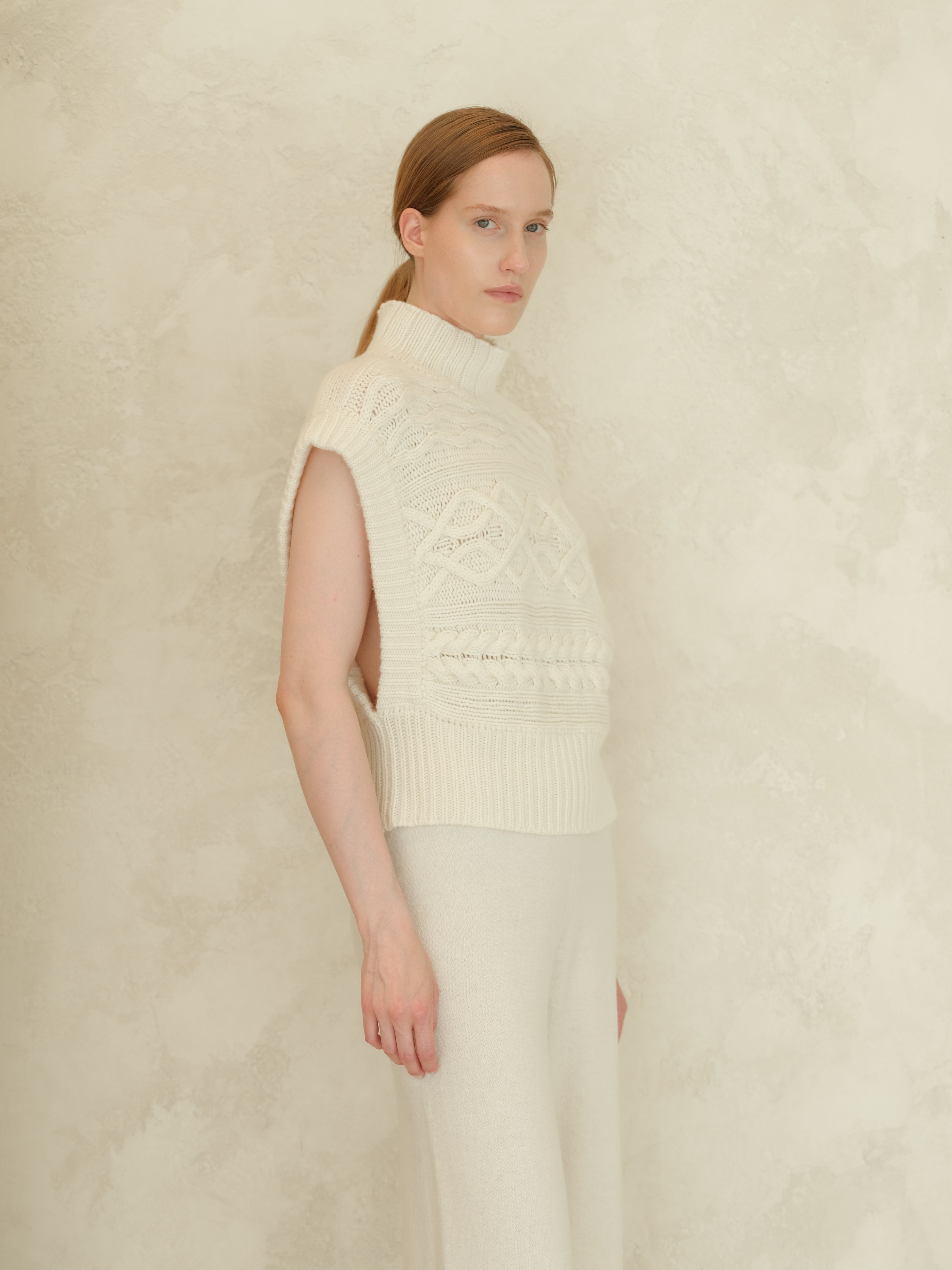 Túnica de Maxi Trenzado en Mezcla de Cachemira