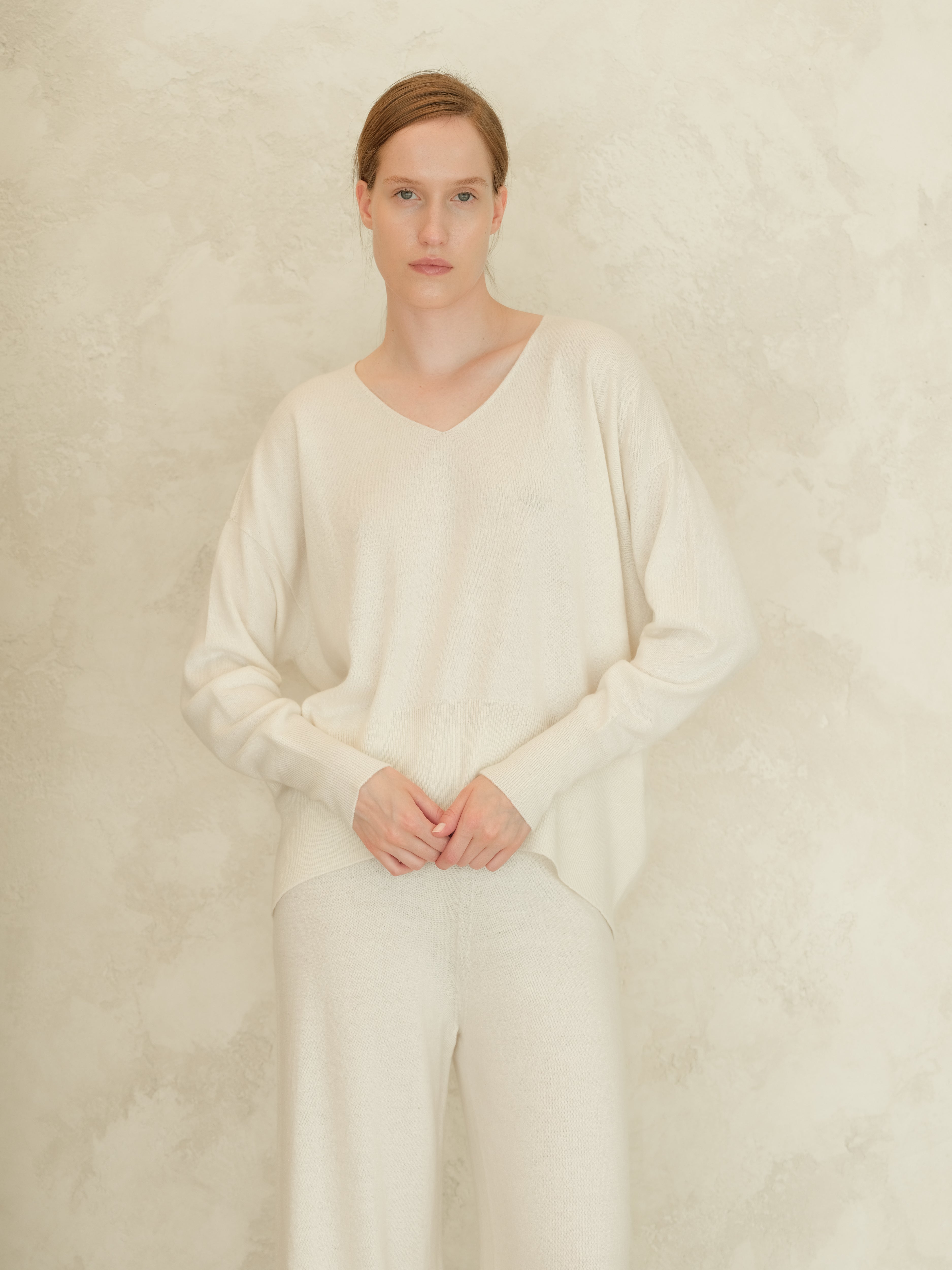 Suéter Maxi V-Neck en Mezcla de Cachemira