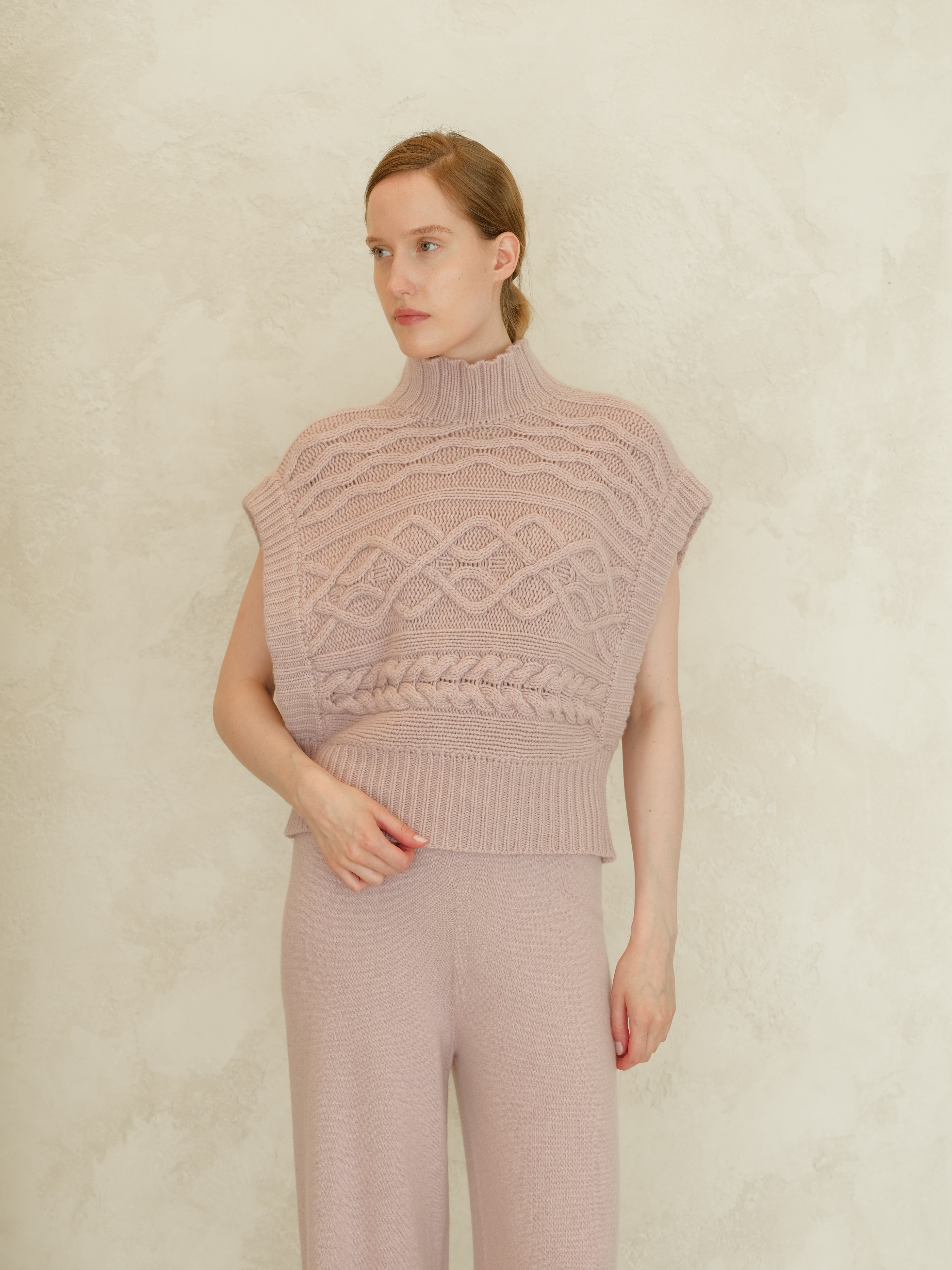 Túnica de Maxi Trenzado en Mezcla de Cachemira