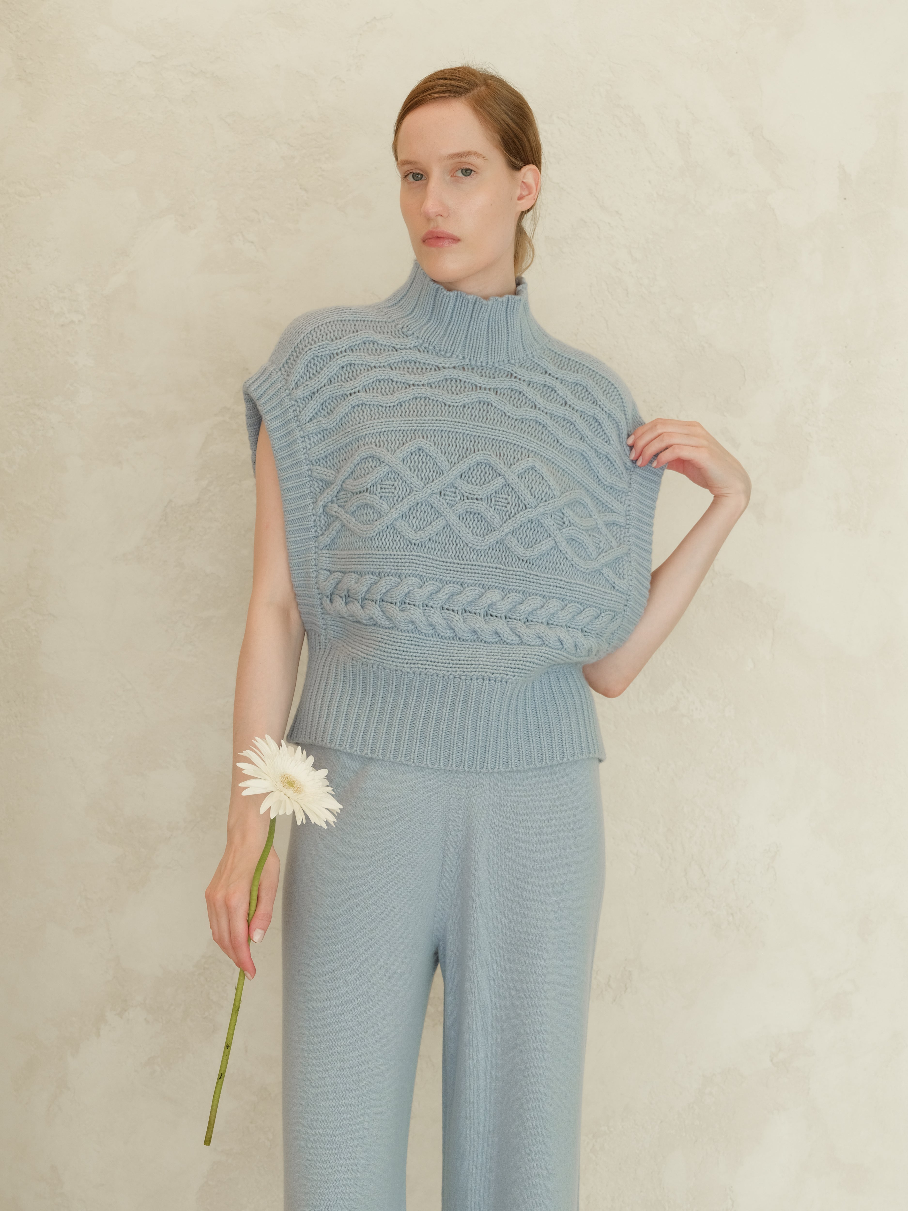 Túnica de Maxi Trenzado en Mezcla de Cachemira