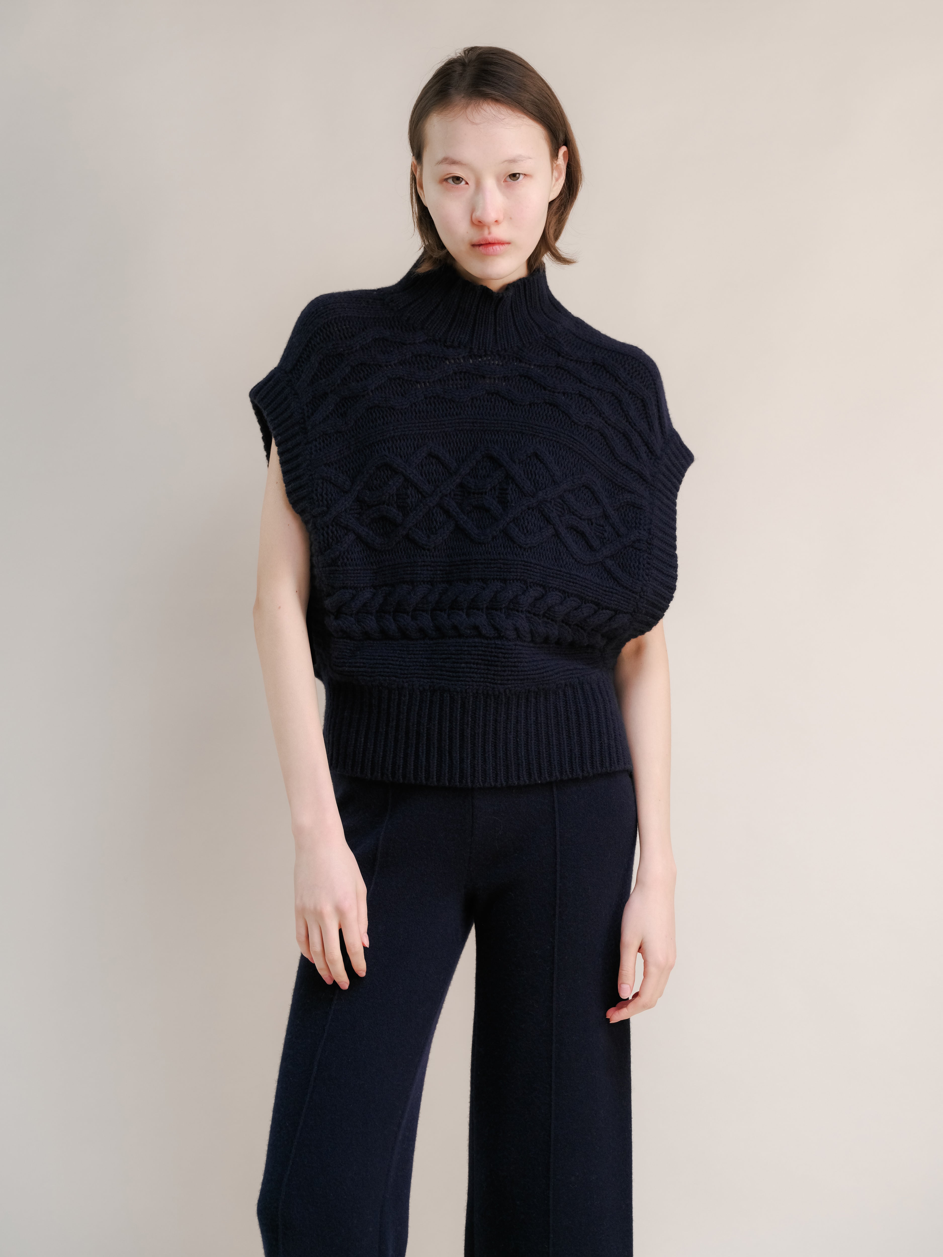 Túnica de Maxi Trenzado en Mezcla de Cachemira