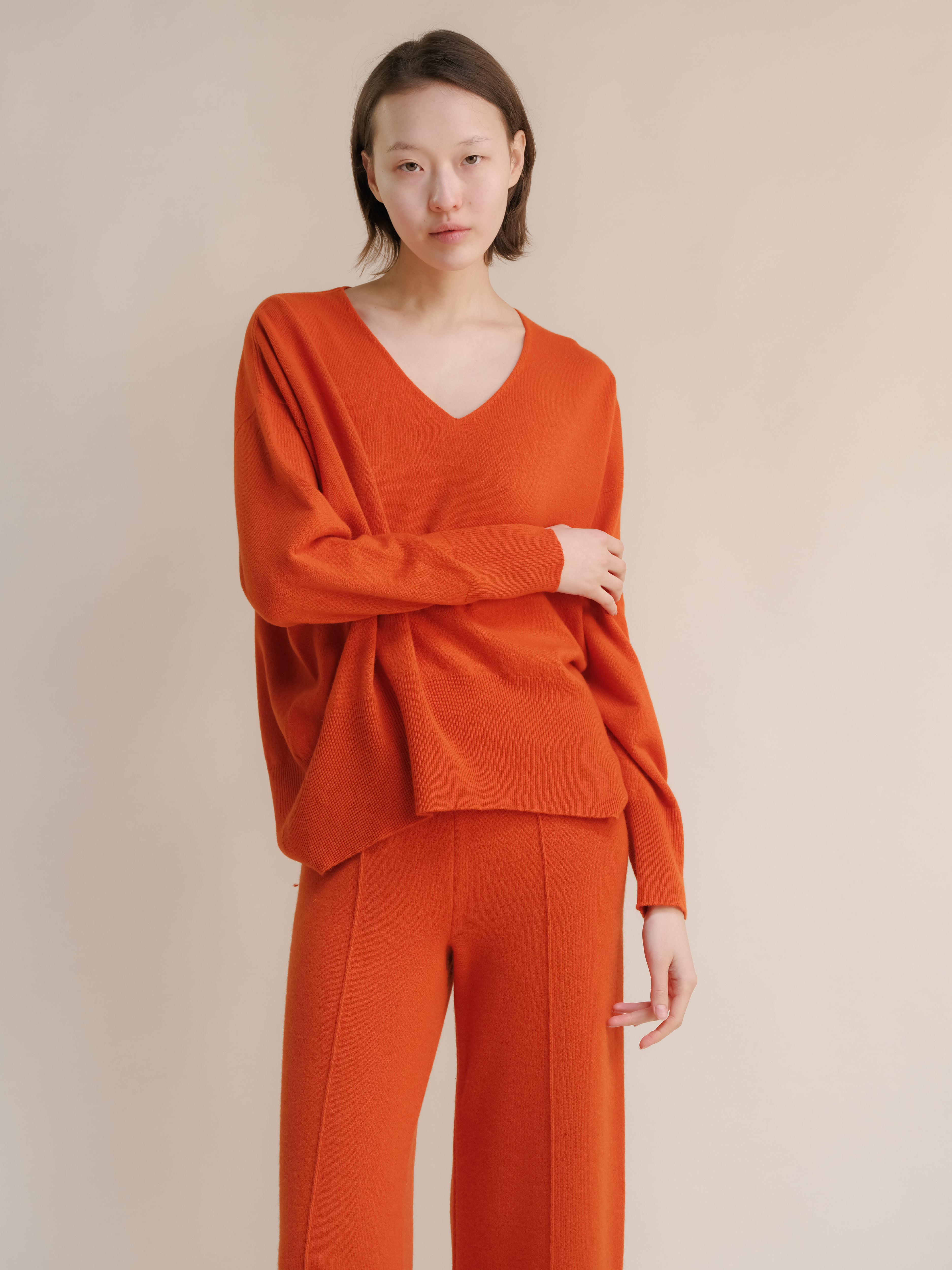 Suéter Maxi V-Neck en Mezcla de Cachemira