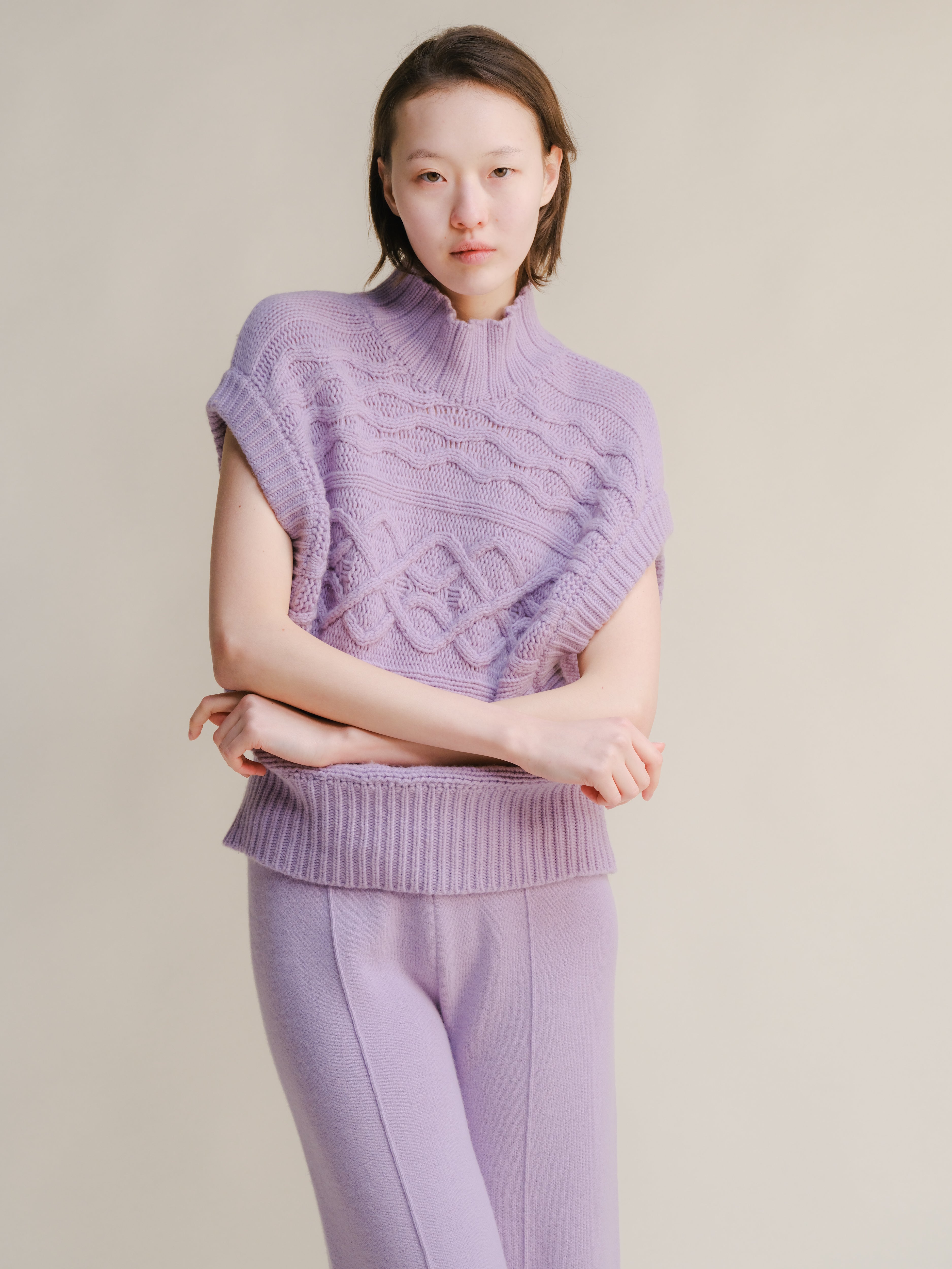 Túnica de Maxi Trenzado en Mezcla de Cachemira