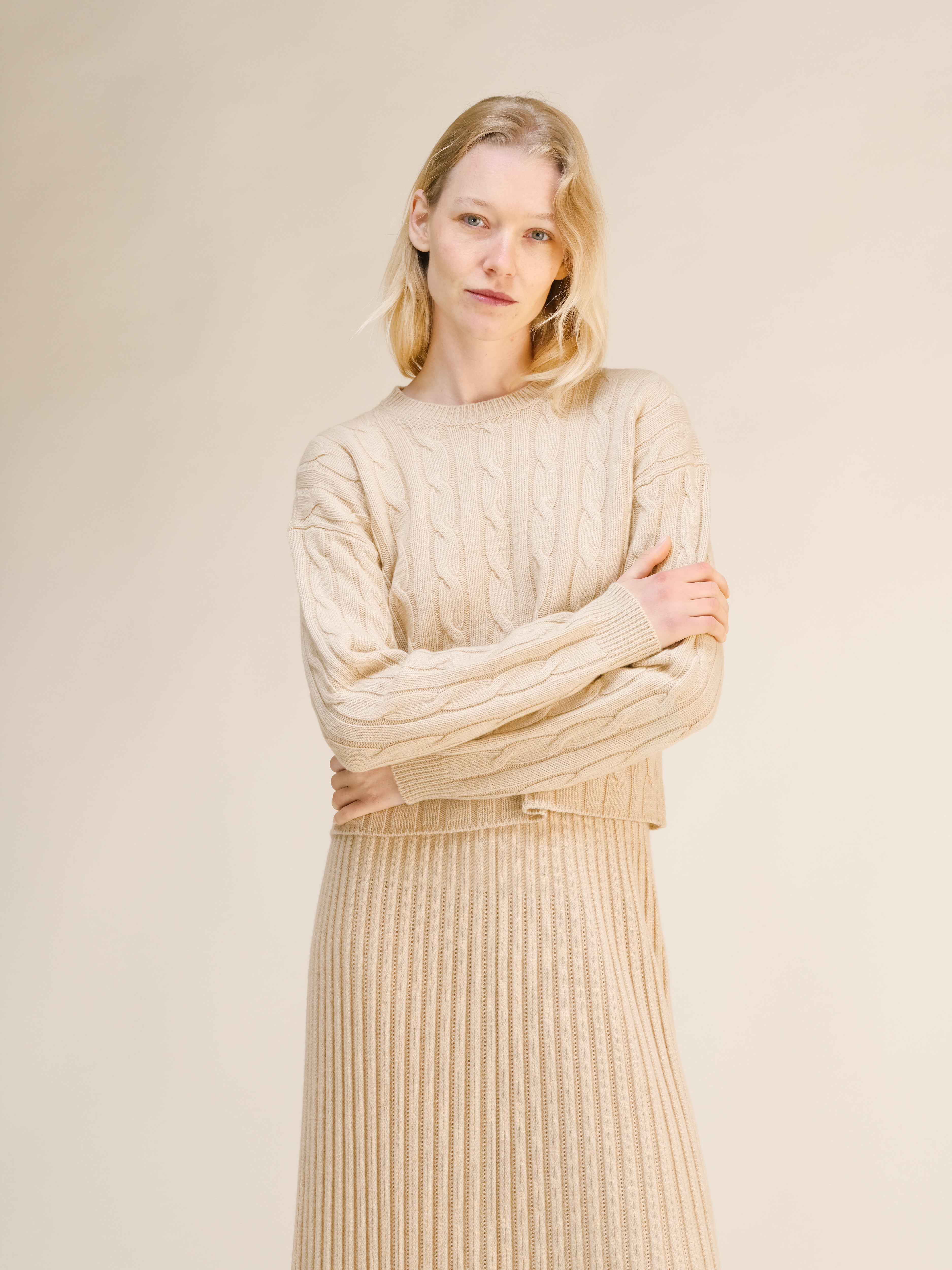 Suéter Cropped de Mezcla de Cachemir