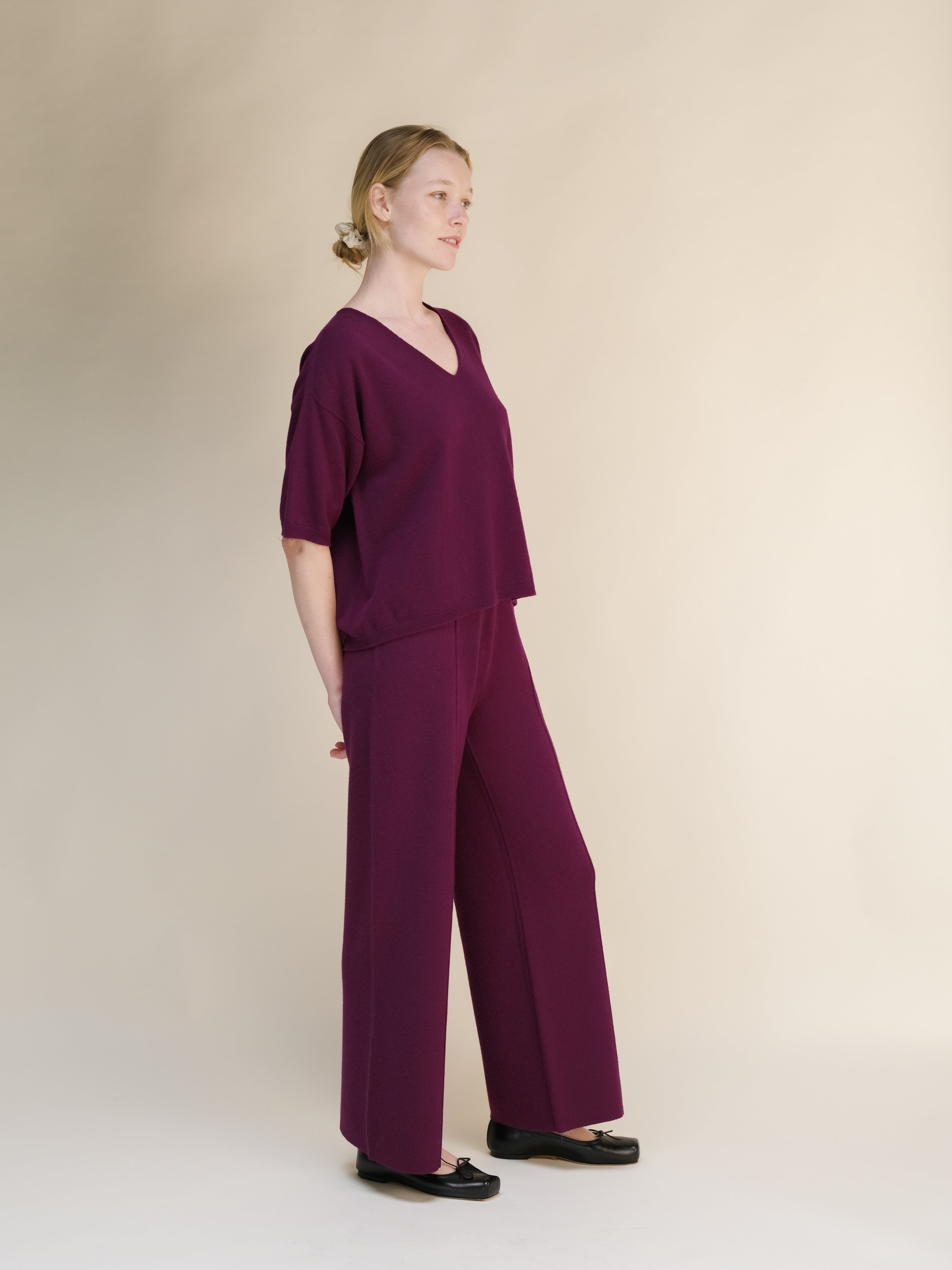 Camiseta de Cashmere Mezcla con Escote en V