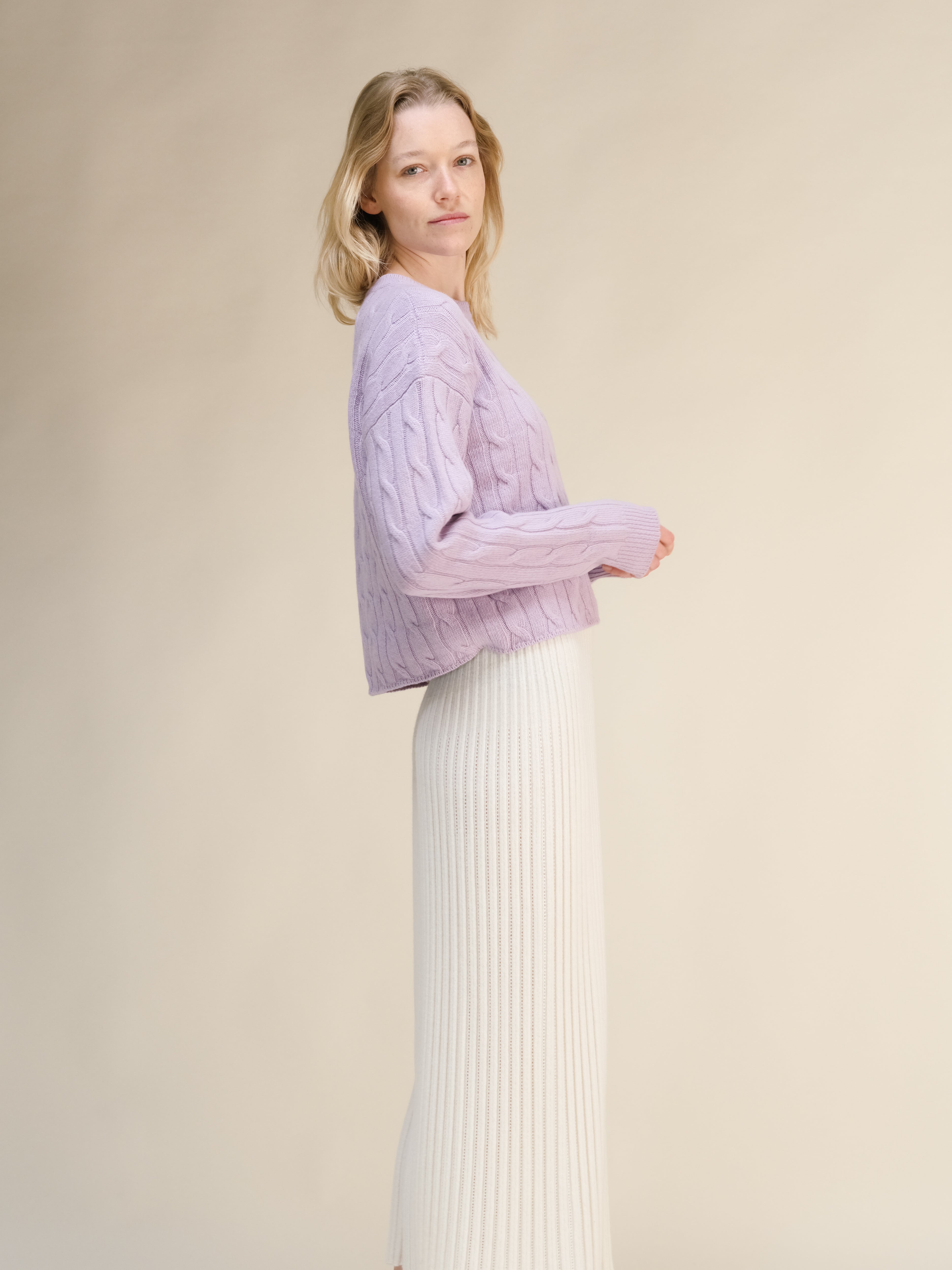 Suéter Cropped de Mezcla de Cachemir