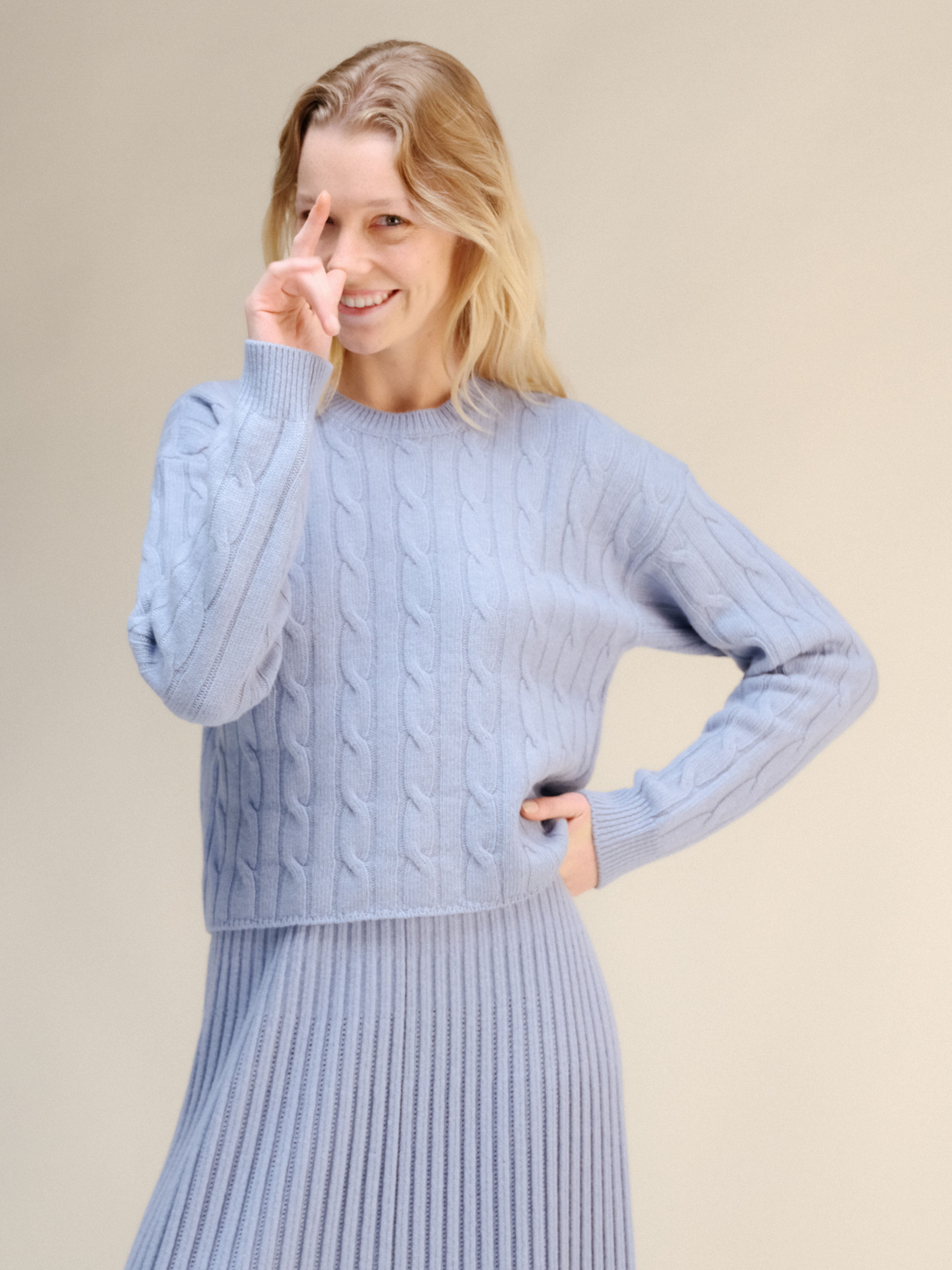 Suéter Cropped de Mezcla de Cachemir