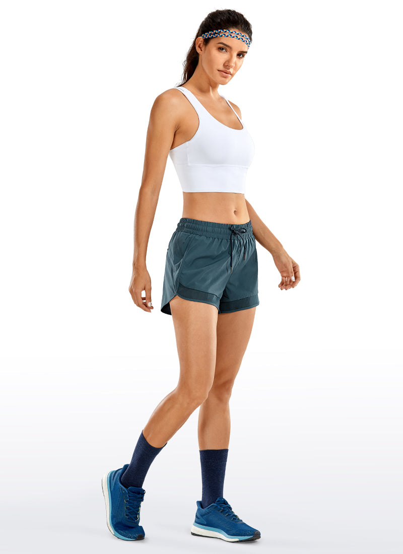 Shorts deportivos de tiro medio con forro y bolsillo con cremallera Feathery-Fit 3''