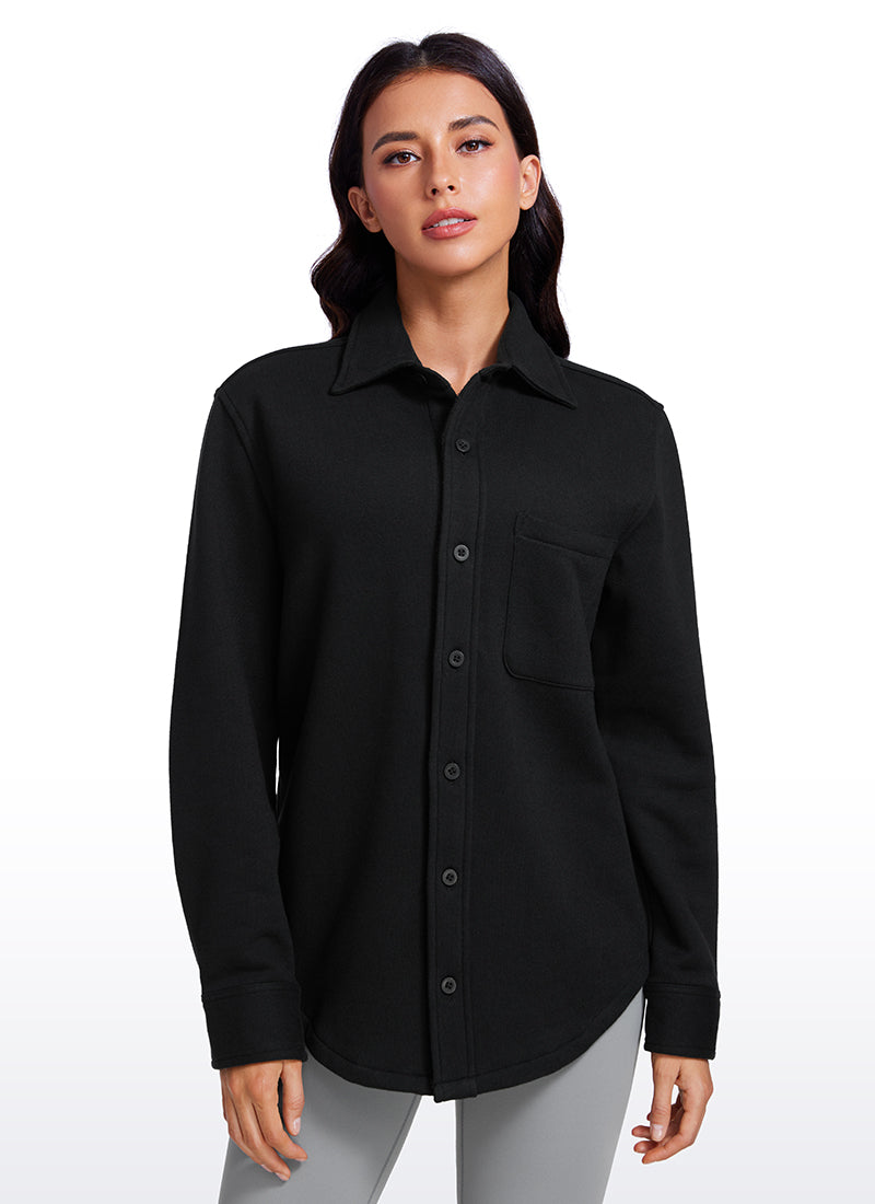 Fleece Lined Oversized Button Down Jacket