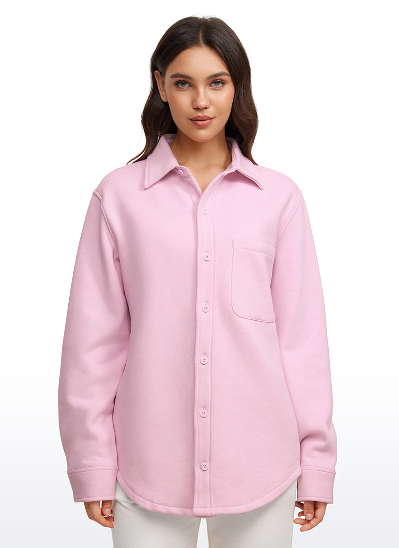 Fleece Lined Oversized Button Down Jacket