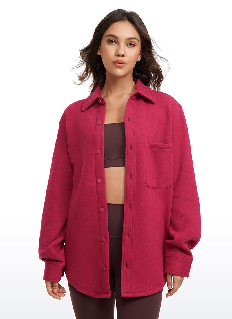Fleece Lined Oversized Button Down Jacket