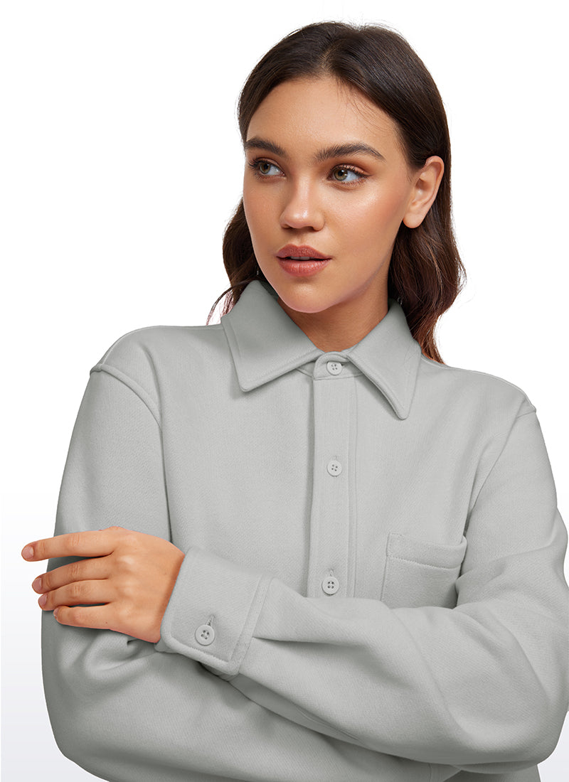 Fleece Lined Oversized Button Down Jacket