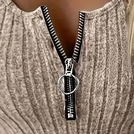 Vestido de chaleco de color sólido con cremallera y bolsillo de doble cara ajustado con temperamento a la moda para mujer
