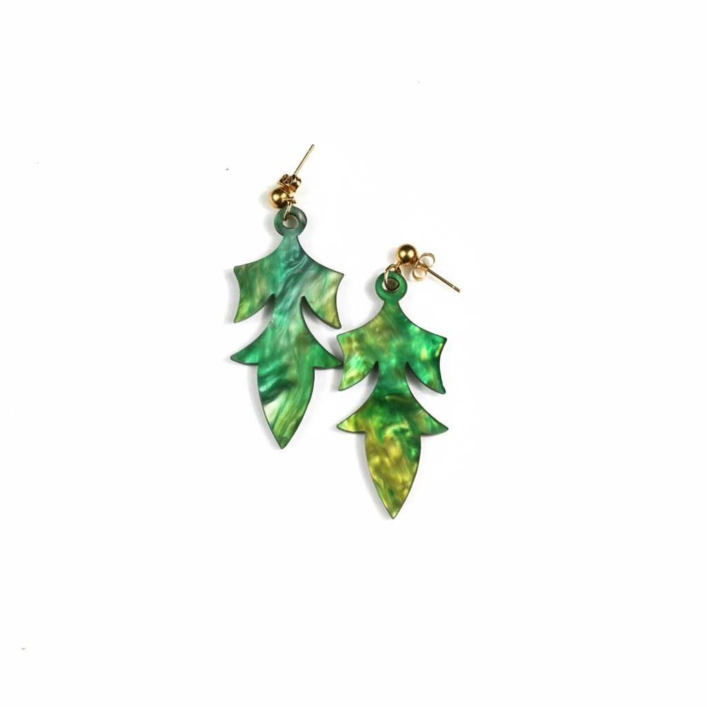 Naila| Pendientes Mármol Verde Amarillo