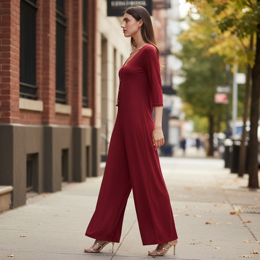 Mono Jersey Adira Burdeos Elegante y Versátil Ceylan Bcn - MULTIDRESS - vista 5 (BLUE / CURVY)