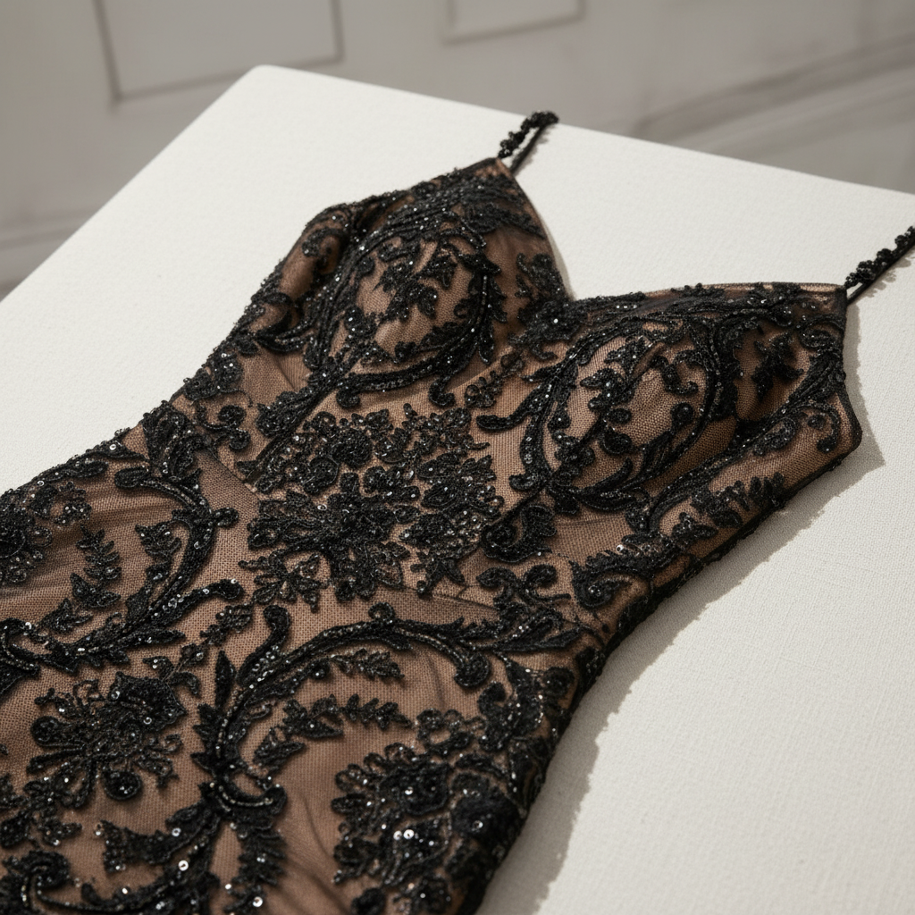 Vestido Largo Elegante con Detalles de Encaje