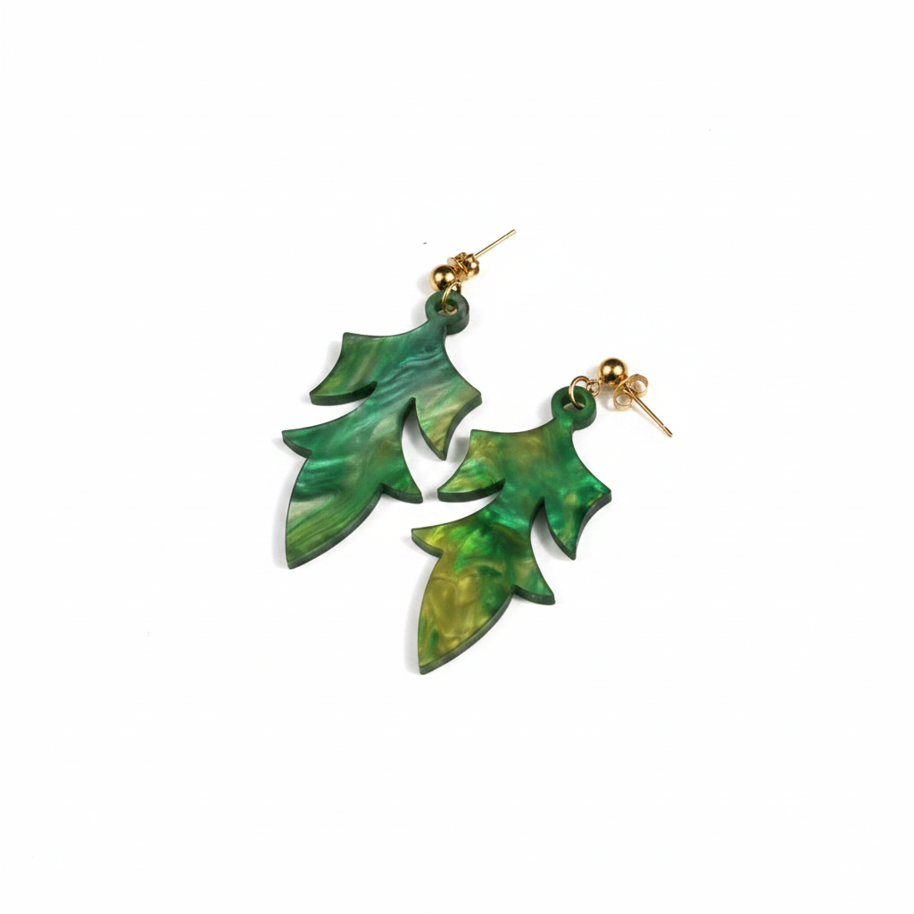 Naila| Pendientes Mármol Verde Amarillo