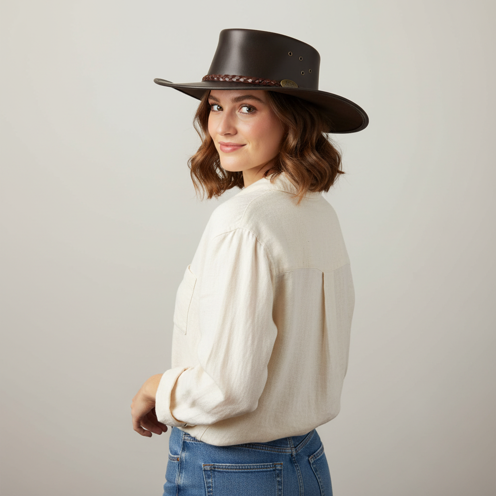 Aurelia| Sombrero Cuero Marrón