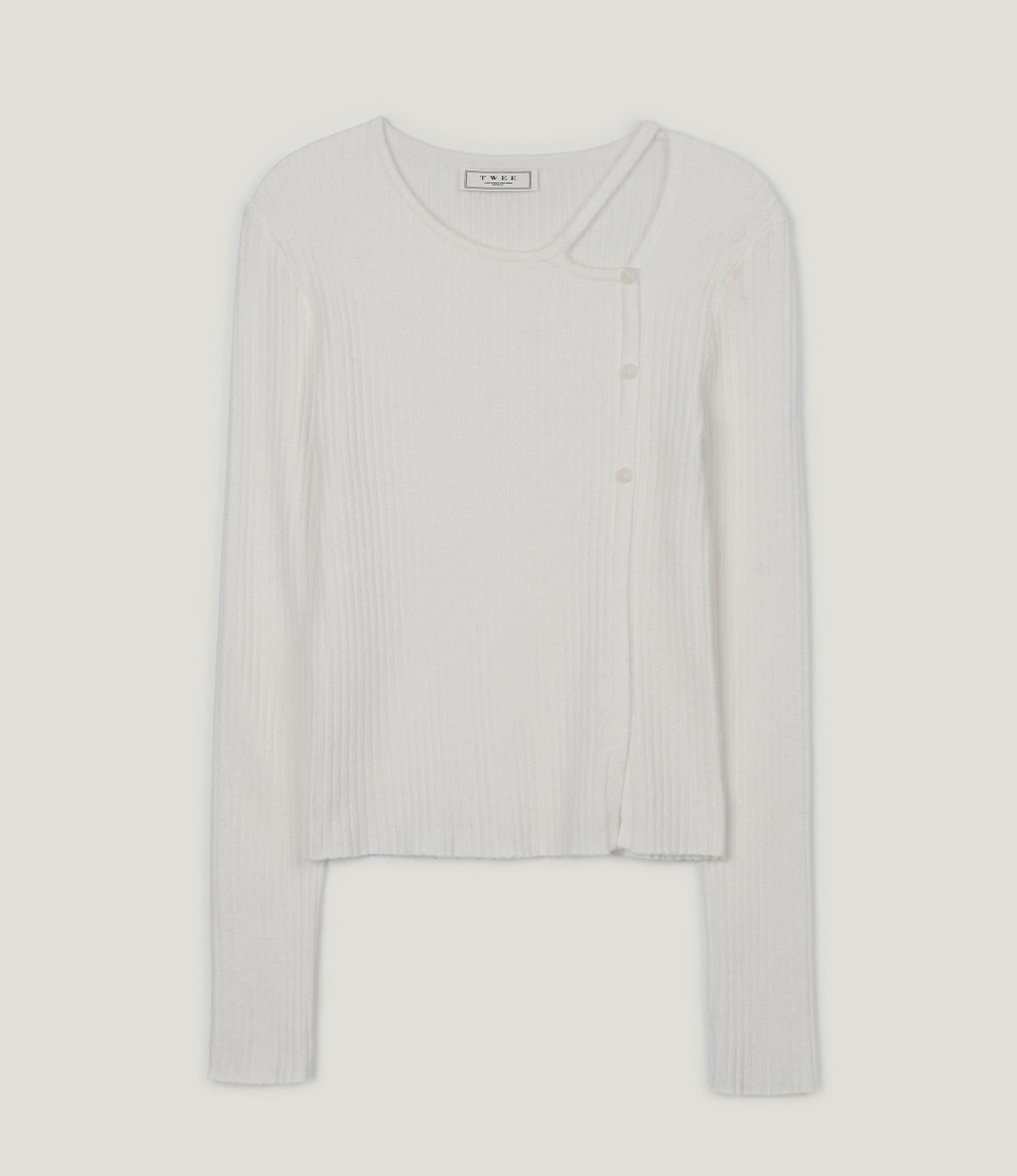 [TWEE] Marlon Asymmetrical Slit Button Long Sleeve Knit-6