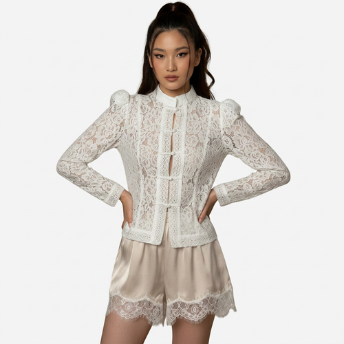 Blusa Ivory Romantic Lace - Elegancia Atemporal
