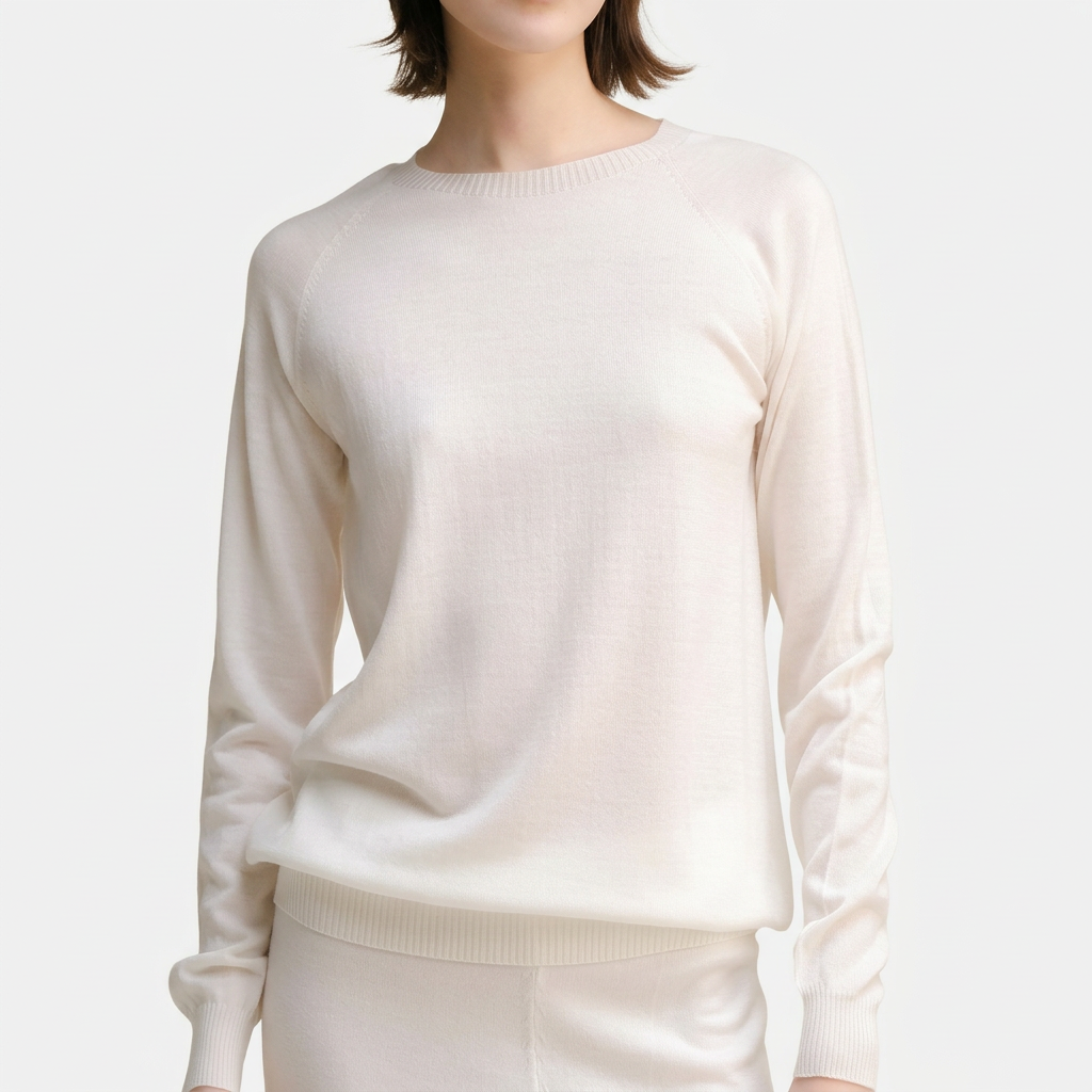 Suéter de Merino Extra Fino con Cuello Redondo