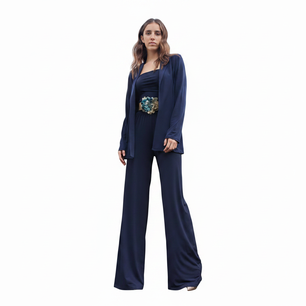 Conjunto Elea Azul Marino Traje Elegante Icara Beaumont - MULTIDRESS - vista 3 (BURGUNDY / S)