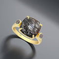Ring Nebbia - Sterling Silver Rutilated Quartz & Labradorite Ring-0